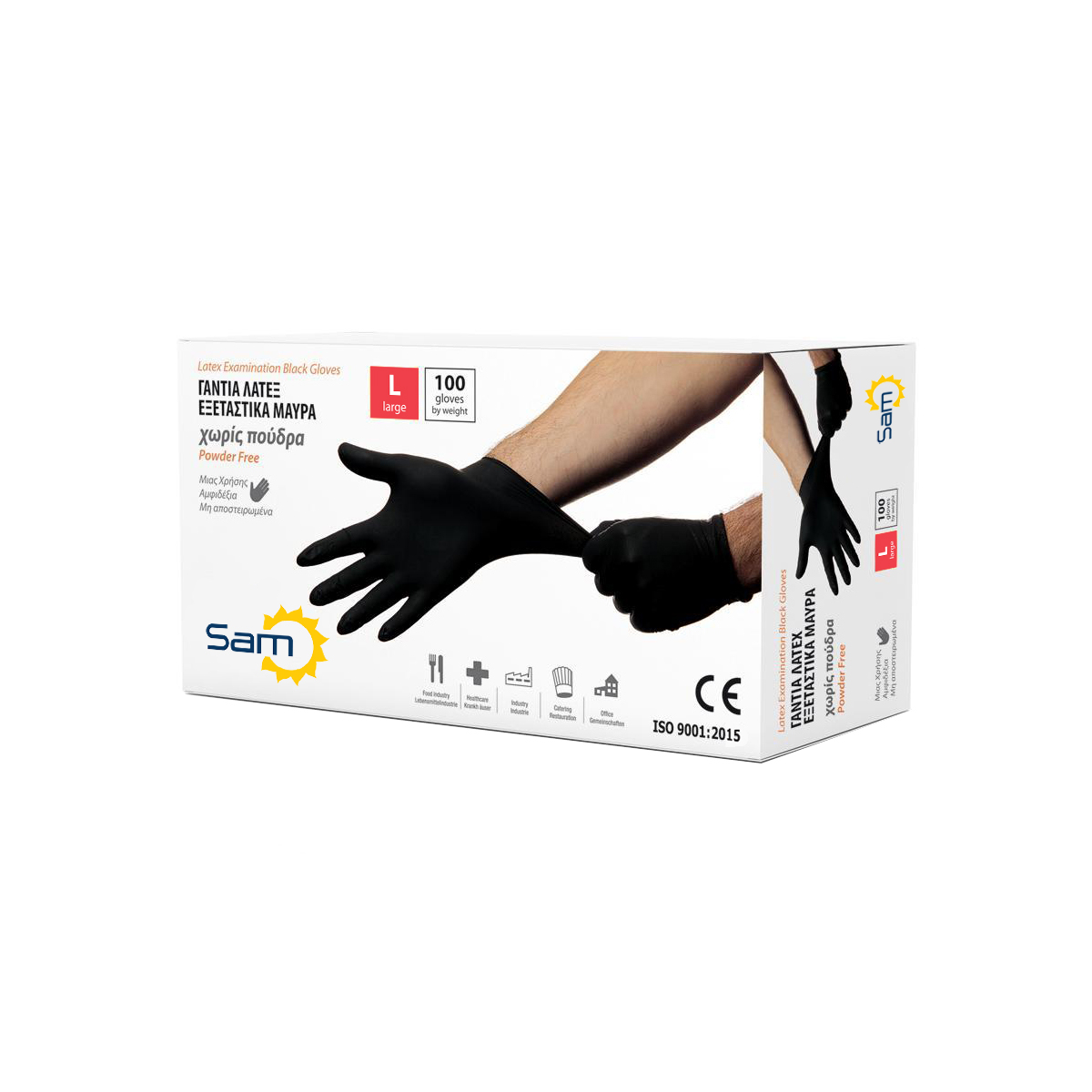 Latex black glove powder free – L/100pcs – Mopatex Hellas