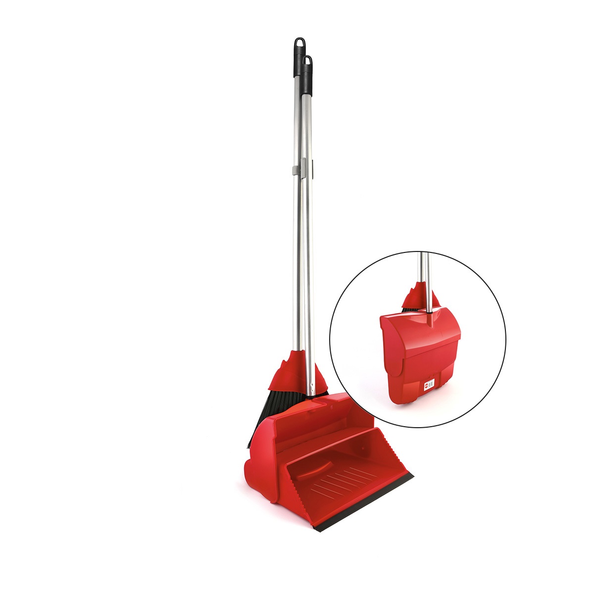 Metalic red plastic closed bastpan with broom Mopatex Hellas