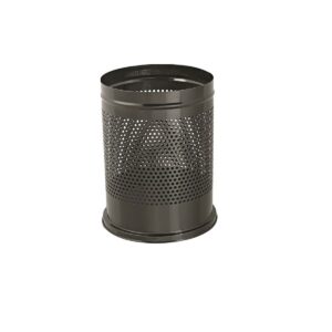 Galvanized Black Office Bin With Holes 12L