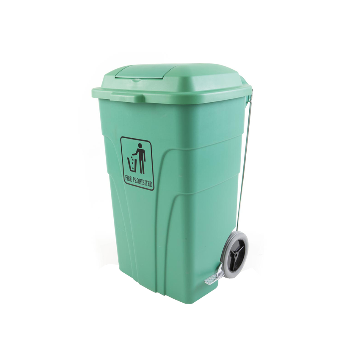 AF07303A-GREEN Trash Bin With Wheels and Pedal 240L - Green - Image 1