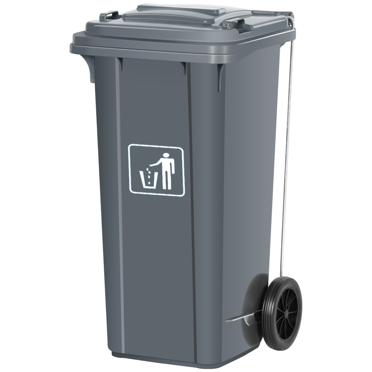AF07322A-GREY-NEW Trash Bin With Wheels and Pedal 240L - Grey - Image 1