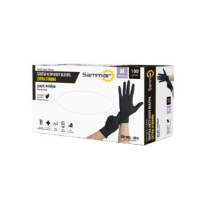 Γάντι Νιτριλίου Extra Αντοχής Μαύρο Χωρις Πούδρα-M/100τεμ