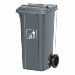 Trash Bin With Wheels and Pedal 120L - Grey - Image 4