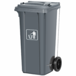 Trash Bin With Wheels and Pedal 240L - Grey - Image 5