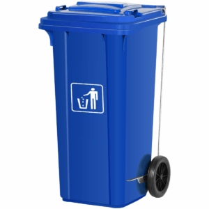 Κάδος Απορριμμάτων Με Ρόδες & Πεντάλ 240Lit Μπλε