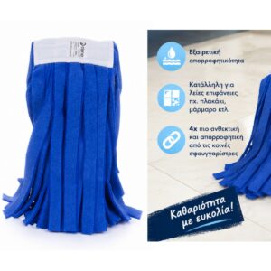 Σφουγγαρίστρα Επαγγελματική "Microfibra” 250gr Λωρίδες Μπλε