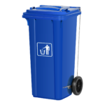 Trash Bin With Wheels and Pedal 120L - Blue - Image 4