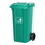Trash Bin With Wheels and Pedal 120L - Green - Image 5