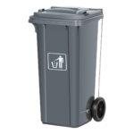 Trash Bin With Wheels and Pedal 120L - Grey - Image 3